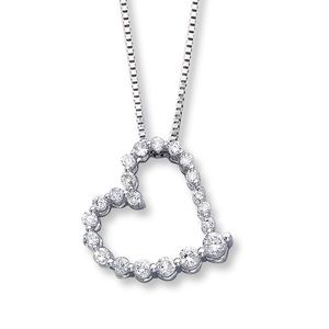 Diamond Heart Necklace 1/2 ct tw 14K White Gold